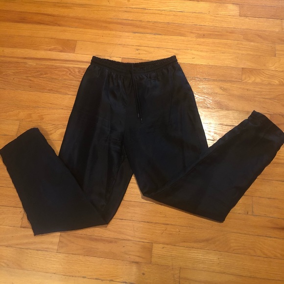 Black silk elastic waist drawstring pants - Picture 6 of 6